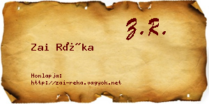 Zai Réka névjegykártya